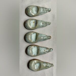 Vintage Japanese Pottery Chopstick Rest Holder Teardrop Shape Kiln Ceramic